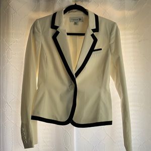 Cream blazer with black trim
